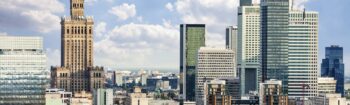 Warsaw business district. Aerial View.